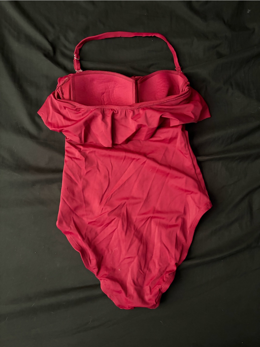 Red Ruffled One Piece Swimsuit - Picture 2 of 2
